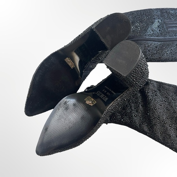 Wet Kiss Black Rhinestone Heeled Boots in many sizes avail - Picture 6 of 9